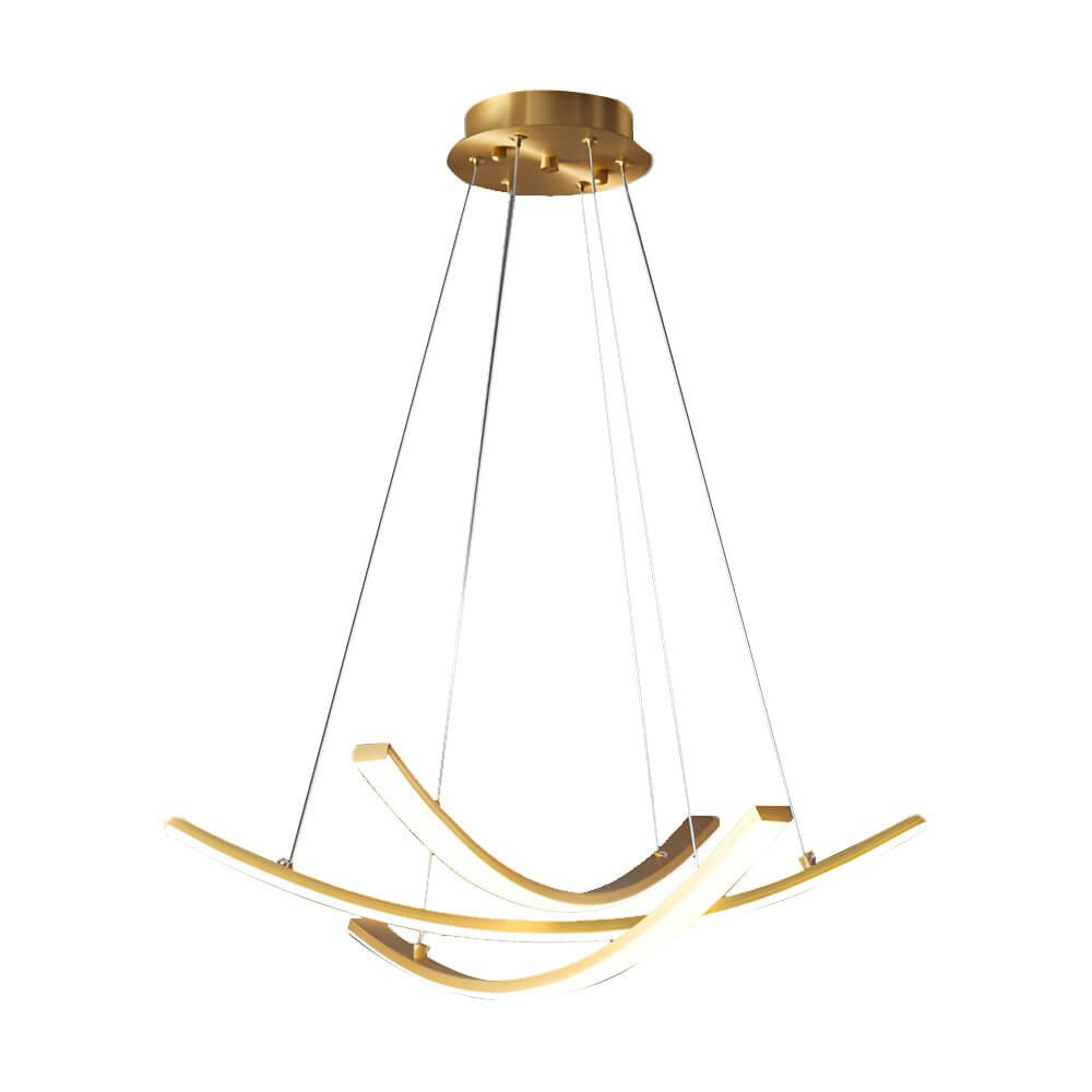 Elegant Curved Copper Strip Full-Spectrum LED Pendant Light