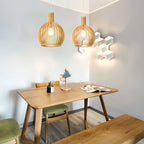 Bird Cage Pendant Light Japanese Basswood Body Wooden Ceiling Light