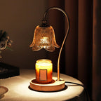 Elegant Floral Glass Home Office Desk Lamp with Cup-Holder Base for Reading or Decor