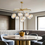 Modern Glass Ball Chandelier Full Copper Ceiling Light