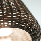 Elegant Rattan Shade LED Outdoor Floor Lamp Pendant Light with Stake and Open-Top Design