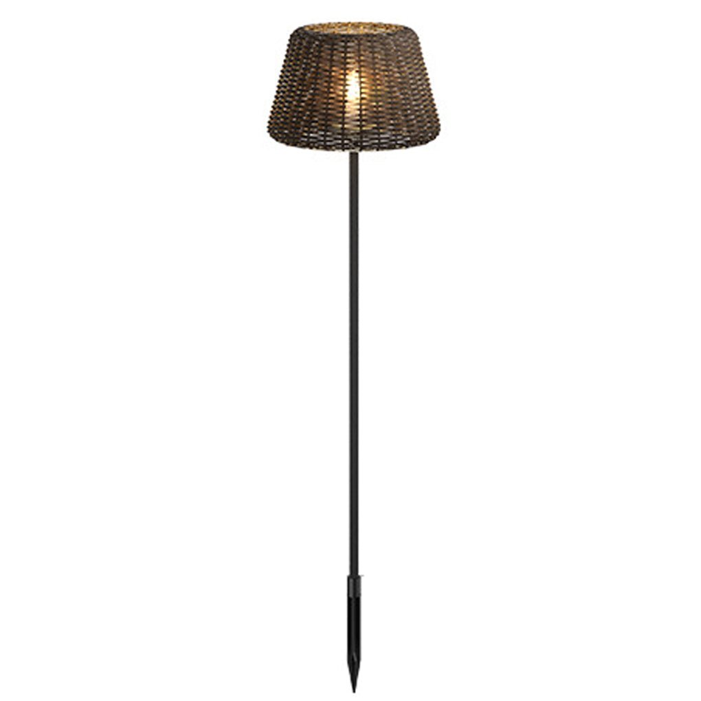 [Open-Box] Elegant Rattan Shade LED Outdoor Floor Lamp Pendant Light with Stake and Open-Top Design