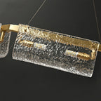Rectangular Glass Chandelier Italian Luxury Full Brass Ceiling Light