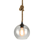Retro Glass Pendant Light Minimalist LED Hemp Rope Ceiling Light