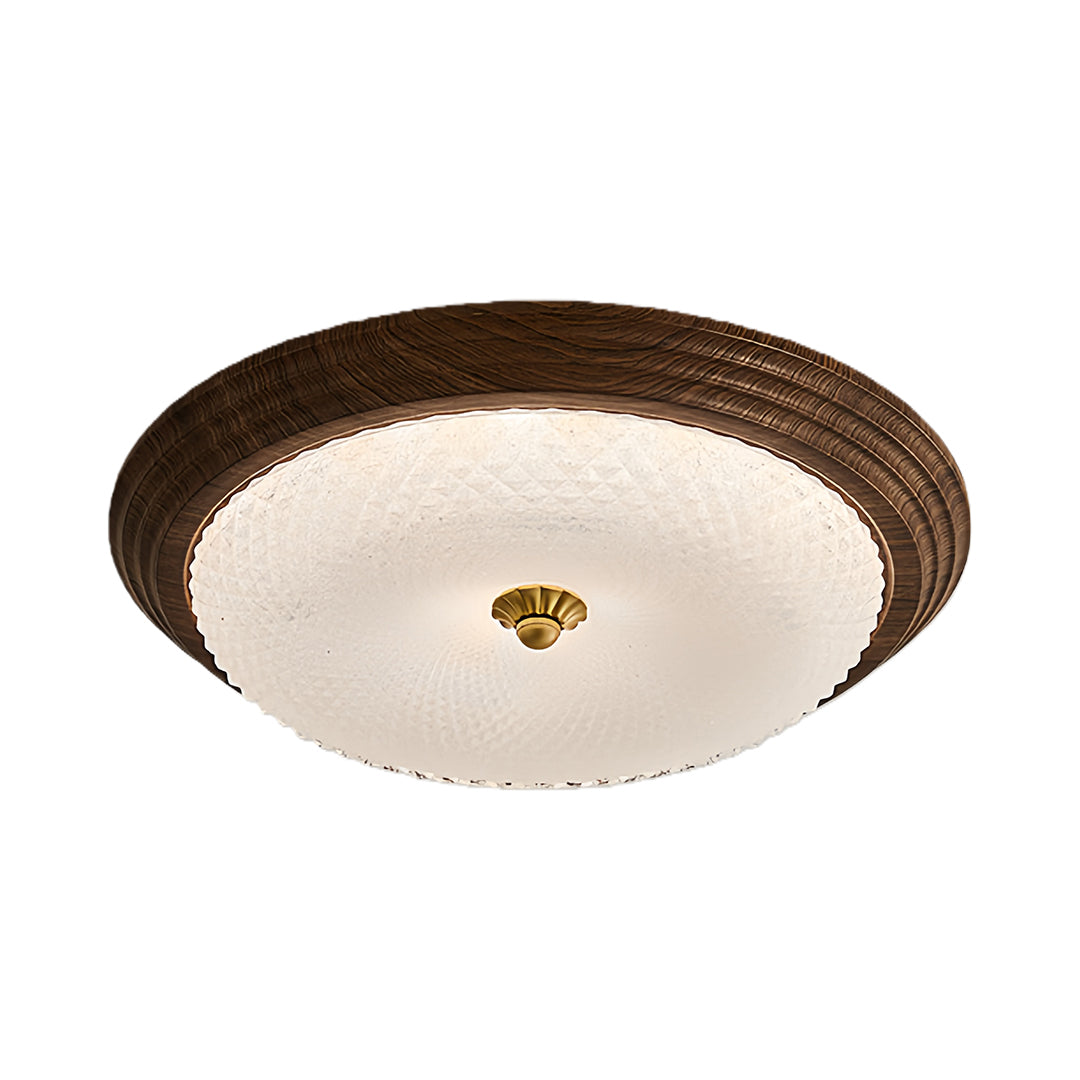 Vintage Art Deco Flush Mount Ceiling Light Full-Spectrum Walnut Light