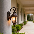Vintage Outdoor Sconce Black Aluminum Body Waterproof Lamp