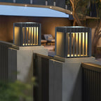Exterior Pillar Lights Black Square Openwork Metal Light
