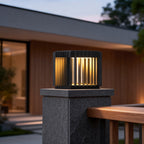 Exterior Pillar Lights Black Square Openwork Metal Light