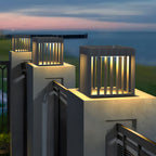 Exterior Pillar Lights Black Square Openwork Metal Light