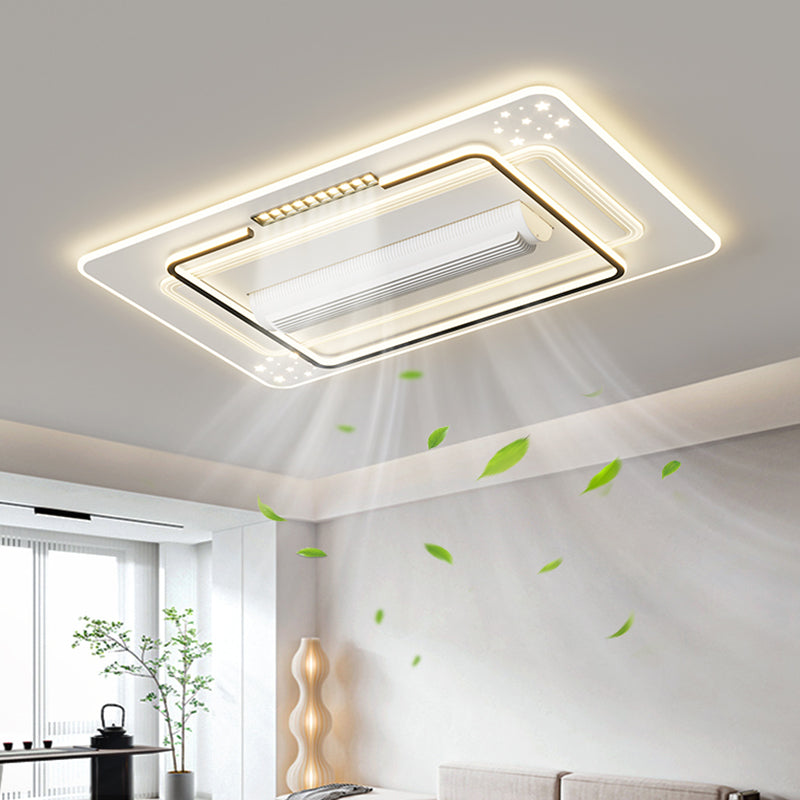 （BF251）BEMFAN 2026 New Bladeless Ceiling Fan with Light, three color dimming, 43-inch*28-inch Modern  Ceiling Fan with Remote Control and Dimmable LED Light, 6-Speed Fan Light, Suitable for Bedroom and Living Room,Applicable Voltage Range: 100-240V
