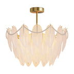 Feathers Chandelier Modern Full-Copper Pearl Ceiling Light