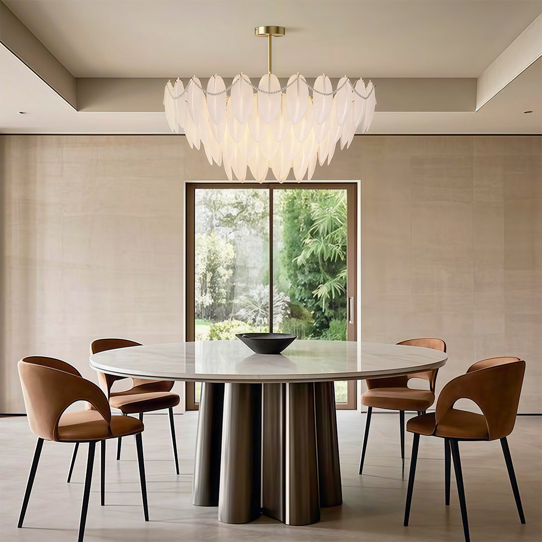 Feathers Chandelier Modern Full-Copper Pearl Ceiling Light