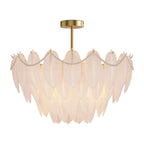 Feathers Chandelier Modern Full-Copper Pearl Ceiling Light
