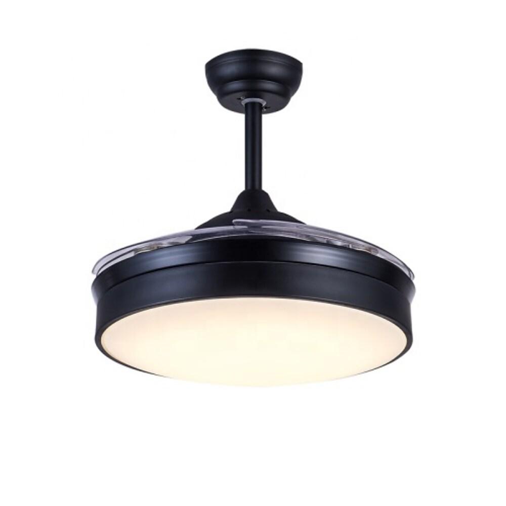 15/19-In Round Drum Shaped LED Nordic Retractable Ceiling Fan with Lights