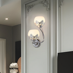 Floral Wall Sconces Retro Dual-Light Glass LED Lighting