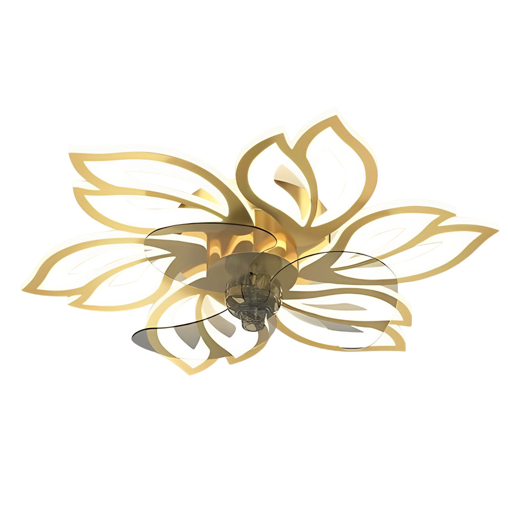 Flower Ceiling Fan with Light Modern Smart Silent LED Light