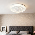 Circular Ceiling Fan with Light White Finish Simple LED Lamp