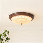 Flush Mount Dome Light American Vintage Ribbed Glass Ceiling Light