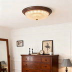 Flush Mount Dome Light American Vintage Ribbed Glass Ceiling Light