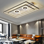 Dual Head Ceiling Fans Rectangular LED Transparent Blade Light