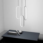 Modern Curved 3 Oval Chandeliers Aluminum Ceiling Light