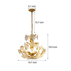 French Style 4-Light Glass Flower Bouquet Chandelier