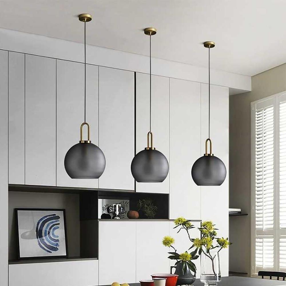Frosted Glass Mini Pendant Lights Modern Metal Ceiling Ligh
