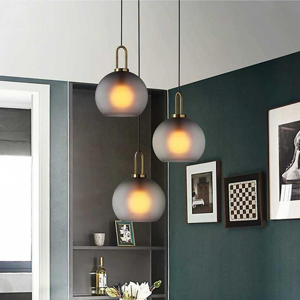 Frosted Glass Mini Pendant Lights Modern Metal Ceiling Ligh