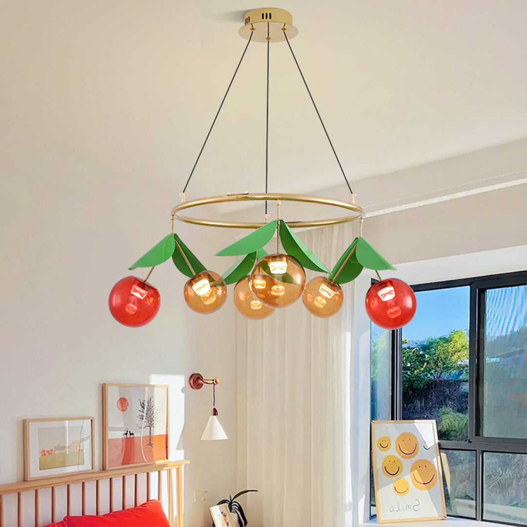 Glass Bulb Chandelier Nordic Creative Cherry LED Artistic