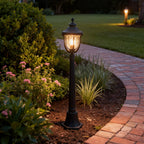 Bollard Post Light Outdoor Garden Glass Shade Aluminum Lamp