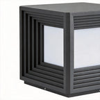 Gate Pillar Lights Modern Black Square Solar Metal Light