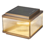 Copper Pillar Lights Square Waterproof Ribbed Glass Lamp