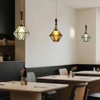 Diamond-shaped Pendant Light Vintage Brass Ceiling Light