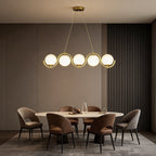Glass Ball Linear Chandelier Wave‑shaped Island Ceiling Light