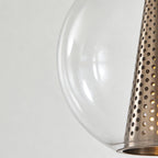 Glass Ball Pendant Lights Perforated Metal Cone Chic Ceiling Light