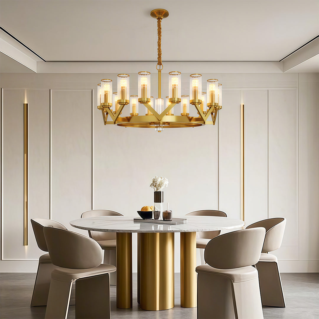 Glass Drop Chandelier High-End Luxury Copper Ceiling Light