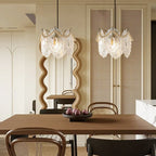 Glass Feathers Seashells Three Step Dimming French Style Chandelier