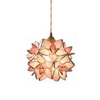 Glass Gardenia Petals Romantic Warm LED French Style Pendant Lights Fixture