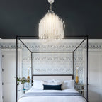 Organic Stick Chandelier White Painted Wooden Ceiling Light