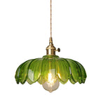 Glass Pendant Light Nordic Retro Floral Ceiling Light