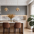 Glass Round Pendant Light Modern Single-Ball Ceiling Light