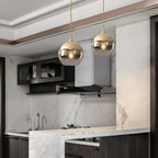 Glass Round Pendant Light Modern Single-Ball Ceiling Light