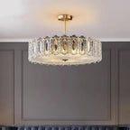 Glass Semi Flush Mount Lighting French Luxury Full Copper Lamp
