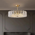 Glass Semi Flush Mount Lighting French Luxury Full Copper Lamp