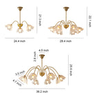 Glass Shades Chandelier Flower Shaped French Style Clear Ceiling Light