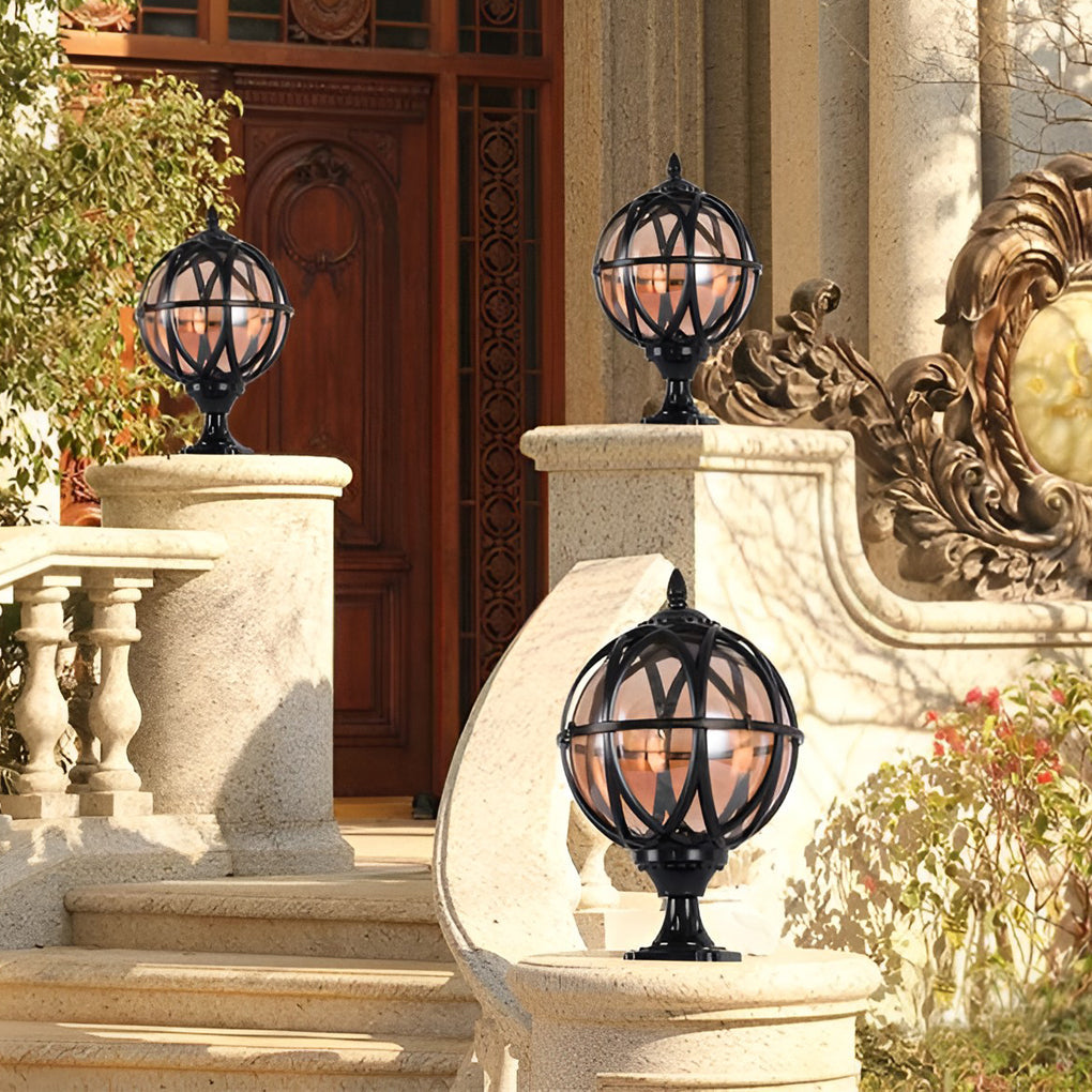 Globe Pillar Lights European Glass Waterproof Outdoor Lamp