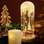 Christmas Decoration Wooden Glass Snow Scene Ornament Lamp