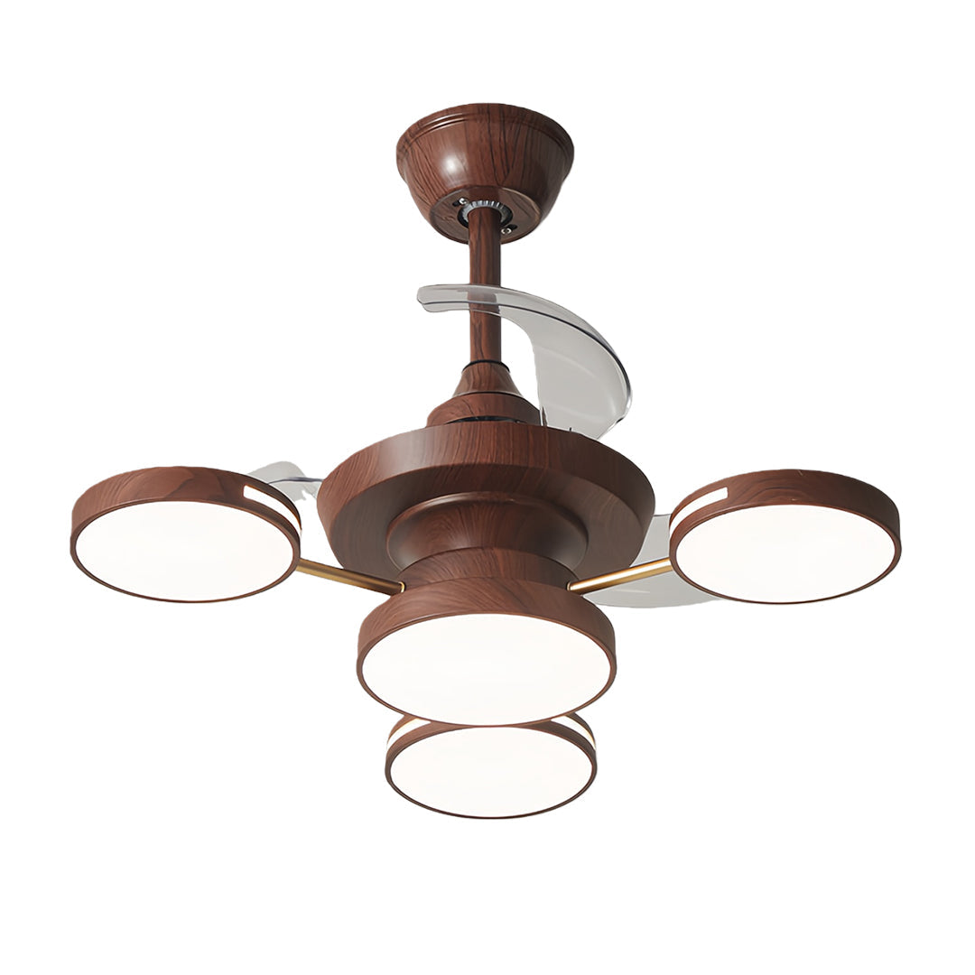 Ceiling Fan with Four Lights French Vintage Iron Art  3-Blade Fan Lamp