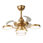Ceiling Fan with Four Lights French Vintage Iron Art  3-Blade Fan Lamp