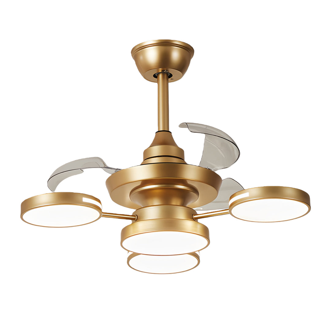Ceiling Fan with Four Lights French Vintage Iron Art  3-Blade Fan Lamp